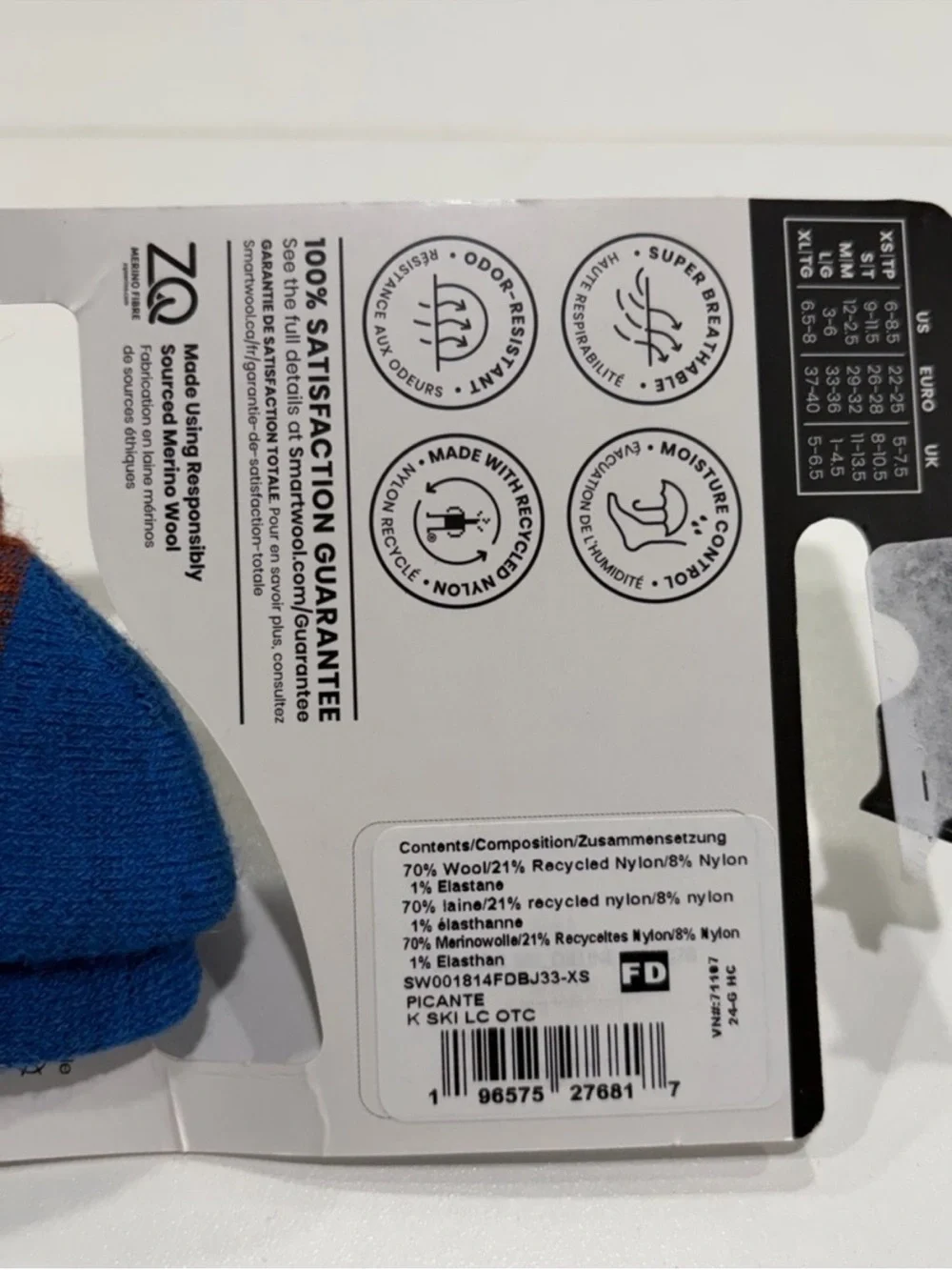 SmartWool Kids XS Light Cushion Ski Socks Over the Calf Blue Mountain NWT Snow